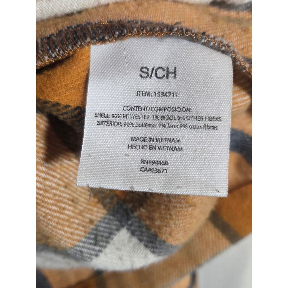 HFX Women's Plaid Flannel Shirt Jacket Shacket Relaxed Fit Mustard/ White Sz S - Picture 9 of 9